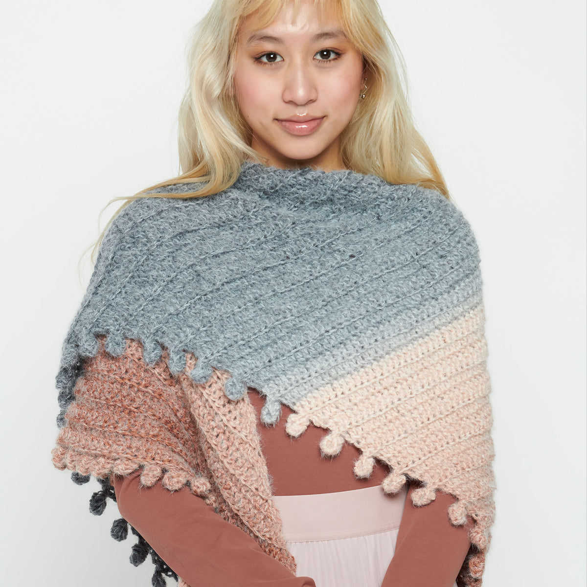 Crochet Shawl made in Caron Colorama Halo Perfect Phasing Yarn
