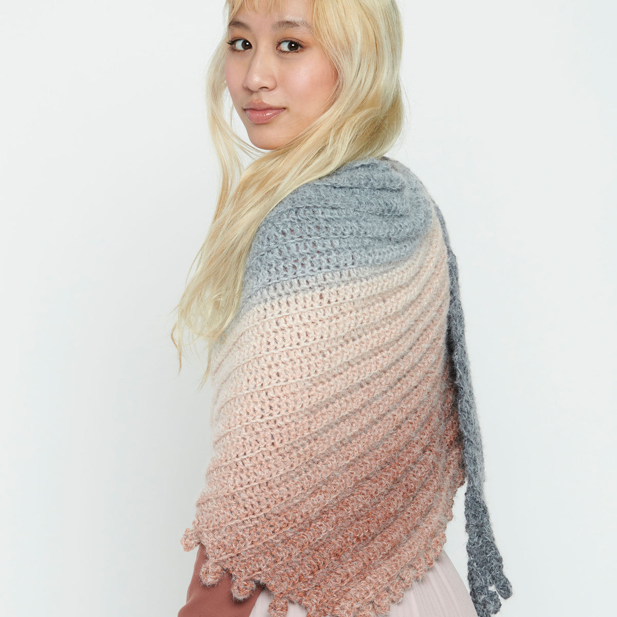 Crochet Shawl made in Caron Colorama Halo Perfect Phasing Yarn