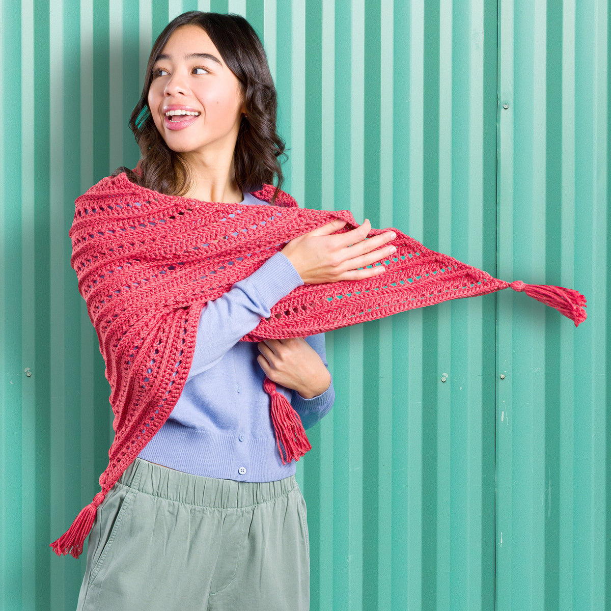 Crochet Shawl made in Caron Yarn