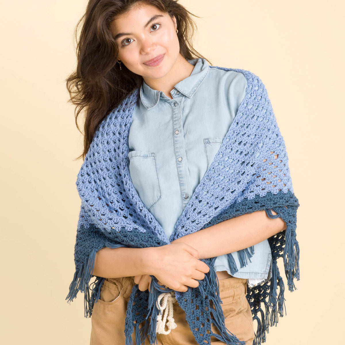 Going Granny Crochet Shawl made using Caron yarn