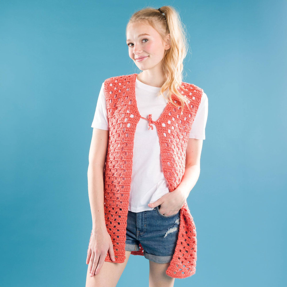 Crochet Vest made in Caron Yarn