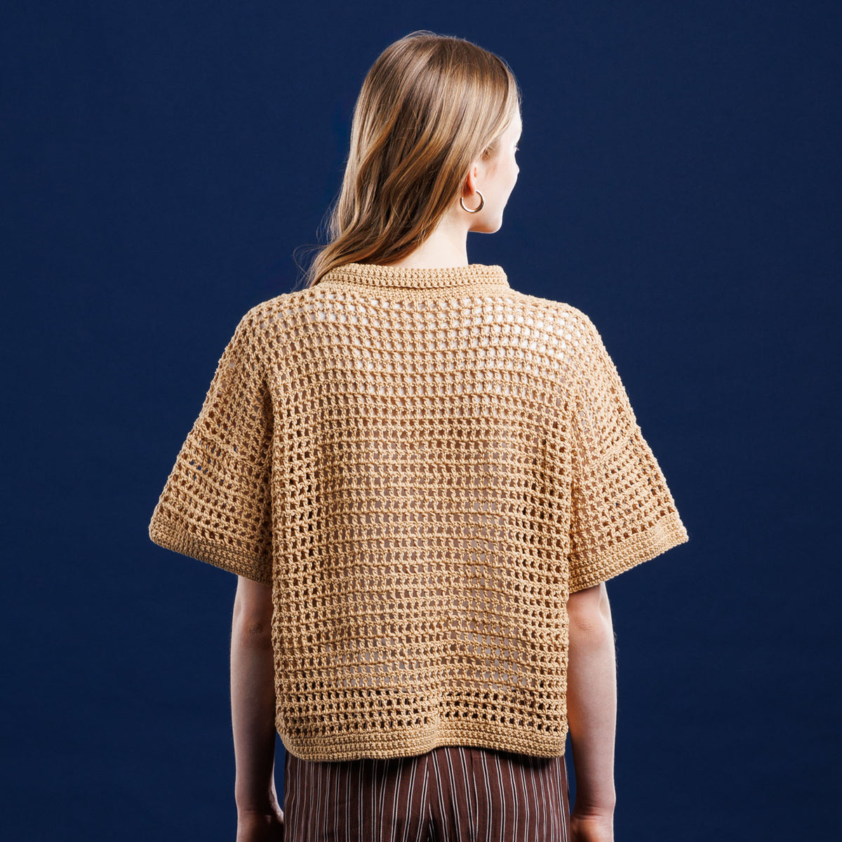 Netting Crochet Polo With Pockets made using Caron yarn