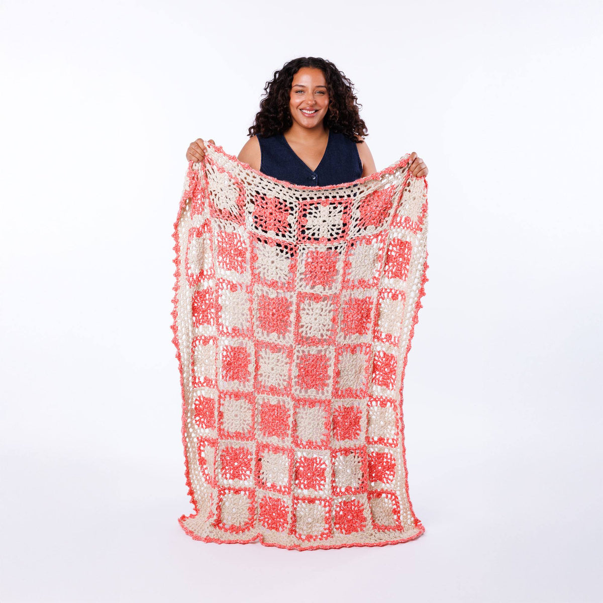 Crochet Lacy Motifs Throw made using Caron yarn