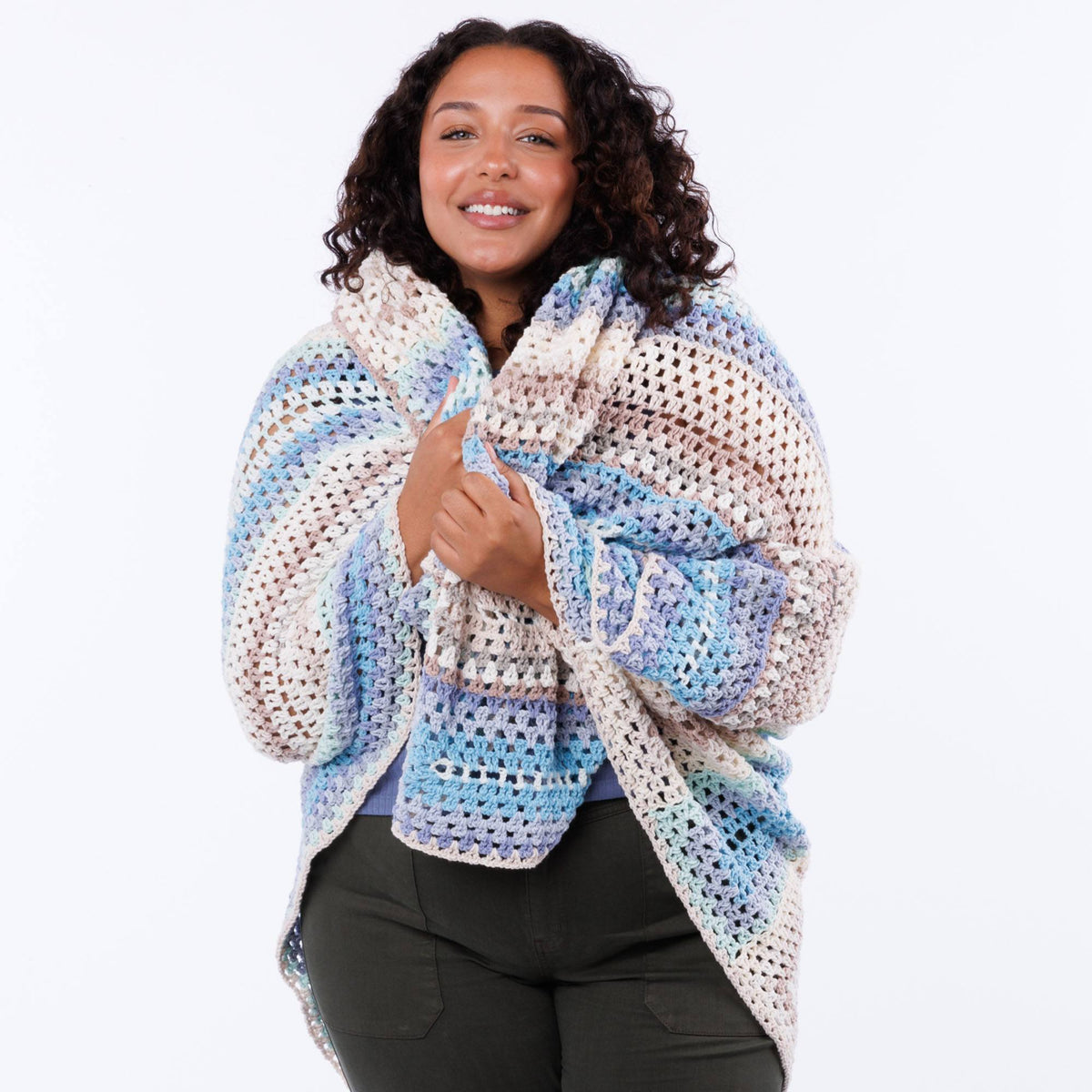Crochet Summer Lace Throw made using Caron yarn