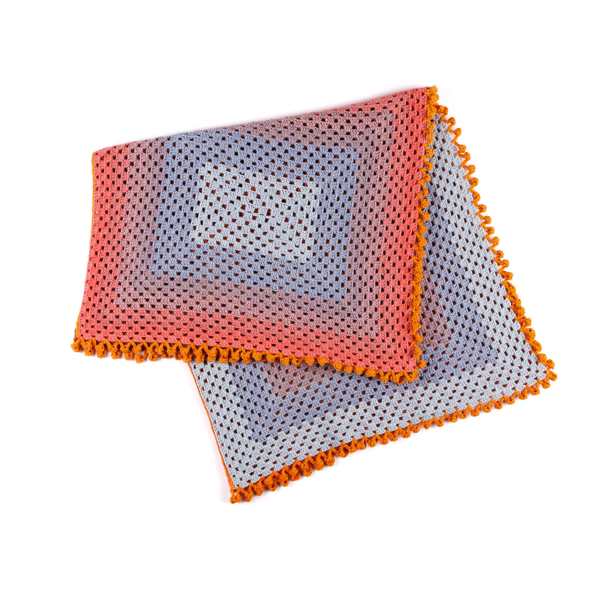 Crochet Quadrant Granny Blanket made using Caron yarn
