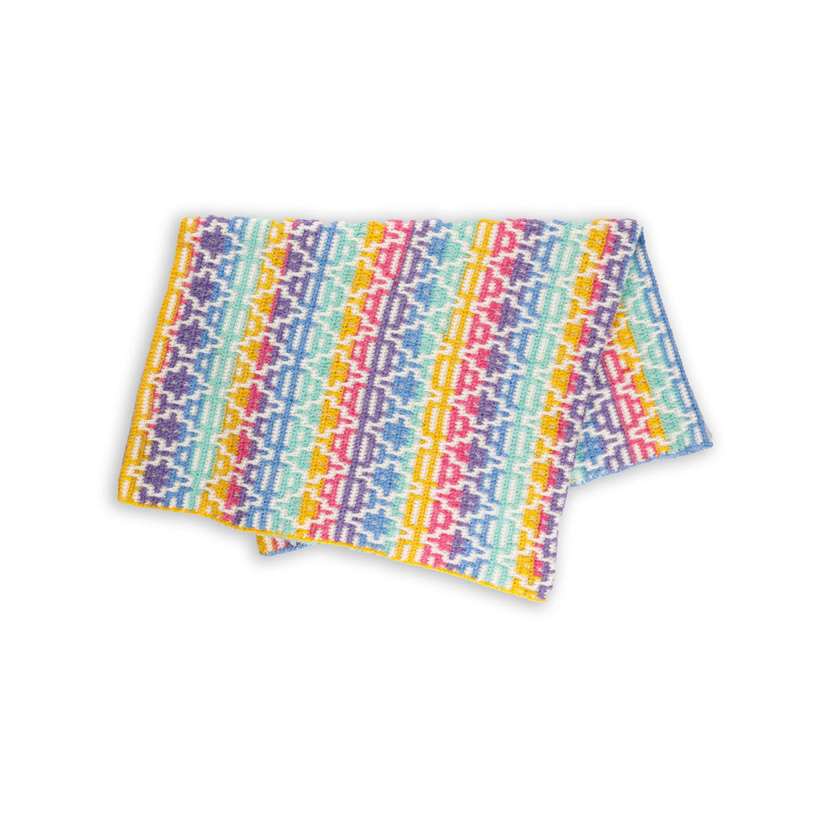 Mosaic Diamonds Crochet Blanket made using Caron yarn