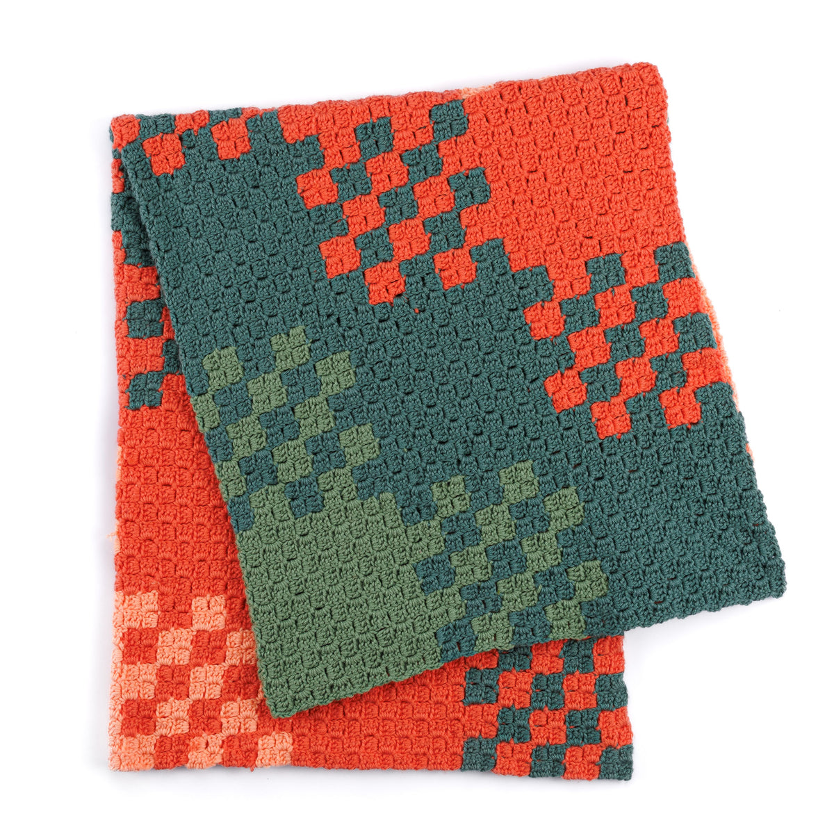 C2C Patchwork Crochet Blanket made using Caron yarn