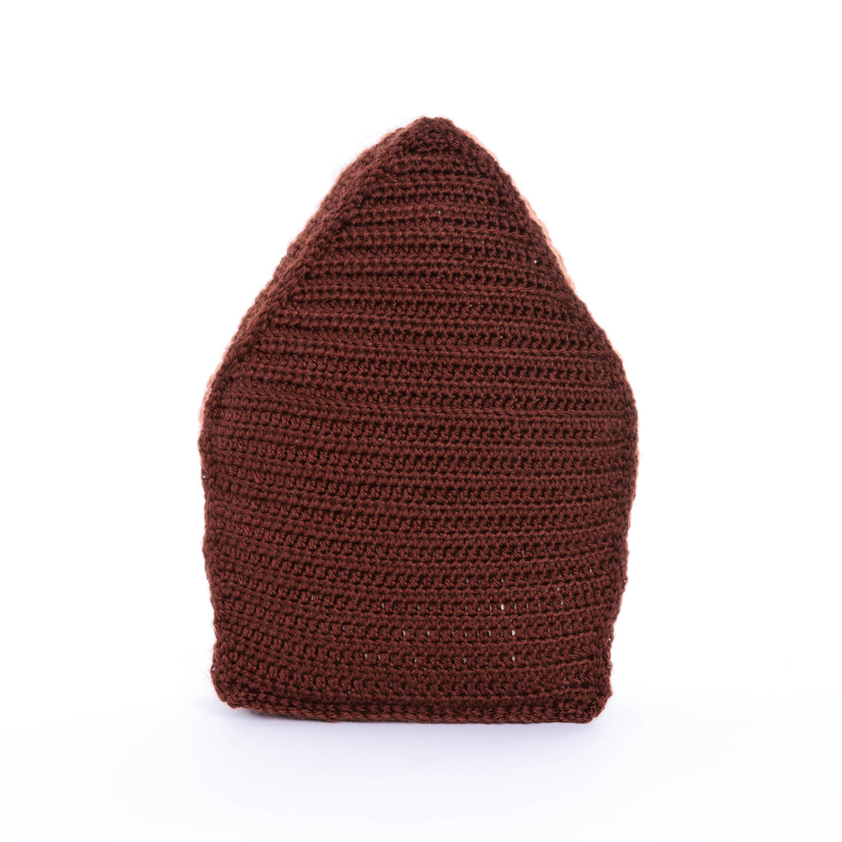 Crochet Gingerbread Pillow made using Caron yarn