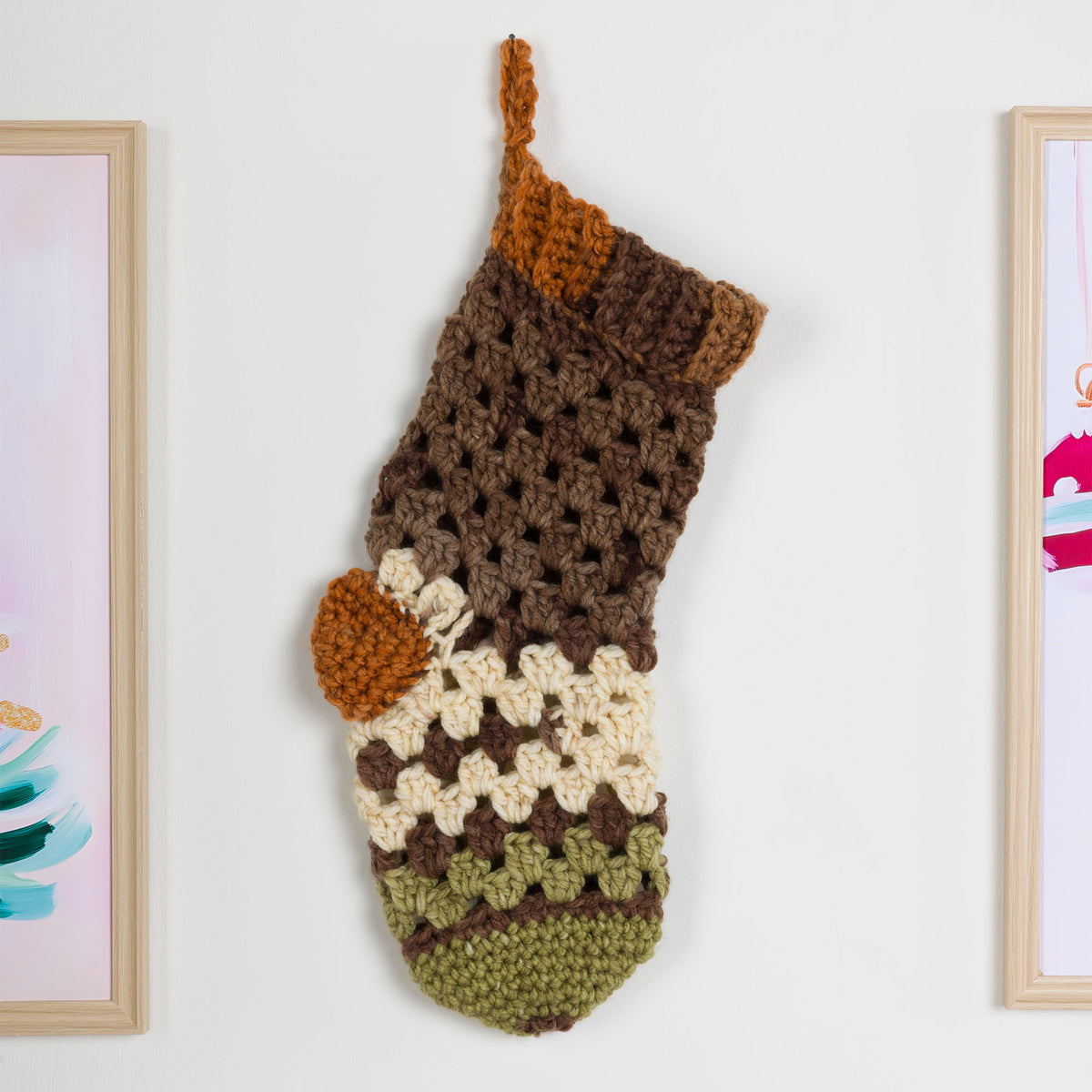 Crochet Granny’S Stocking made using Caron yarn