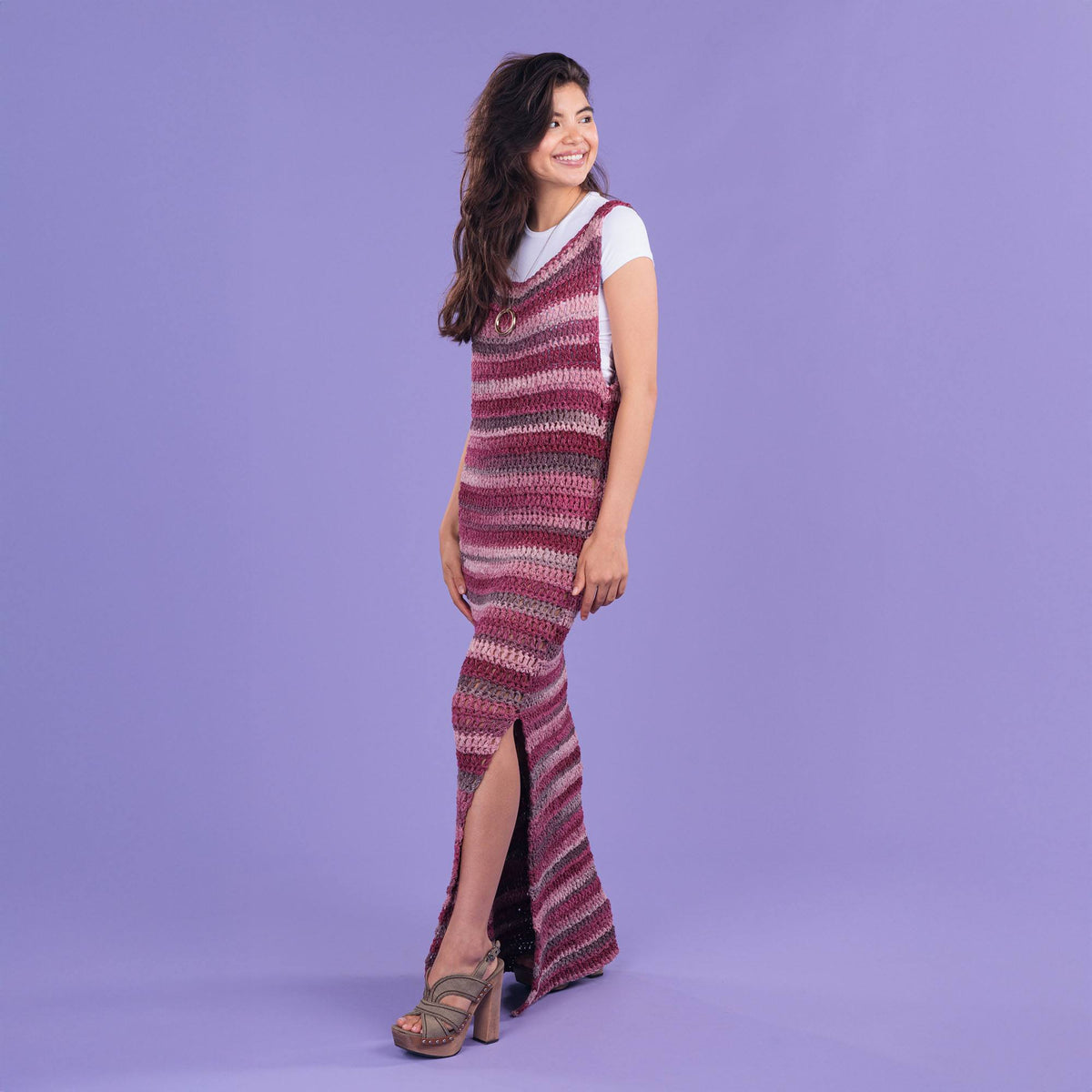 Crochet Beginner Shift Dress made using Caron yarn