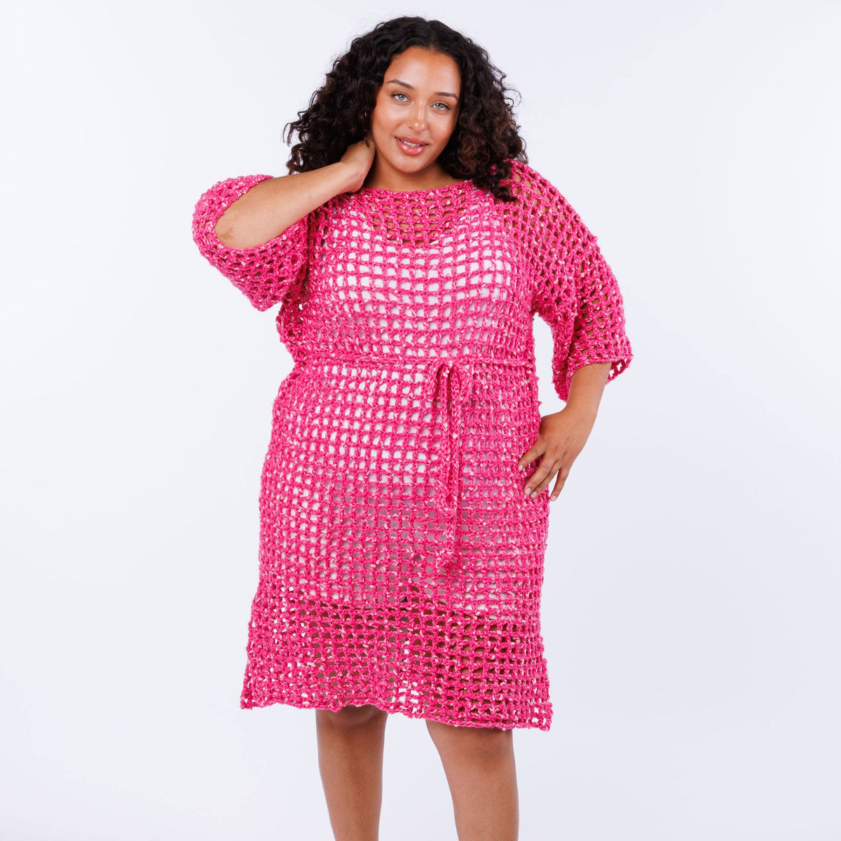 Crochet Mesh Cover Up made using Caron yarn