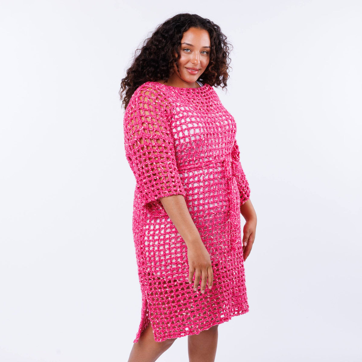 Crochet Mesh Cover Up made using Caron yarn