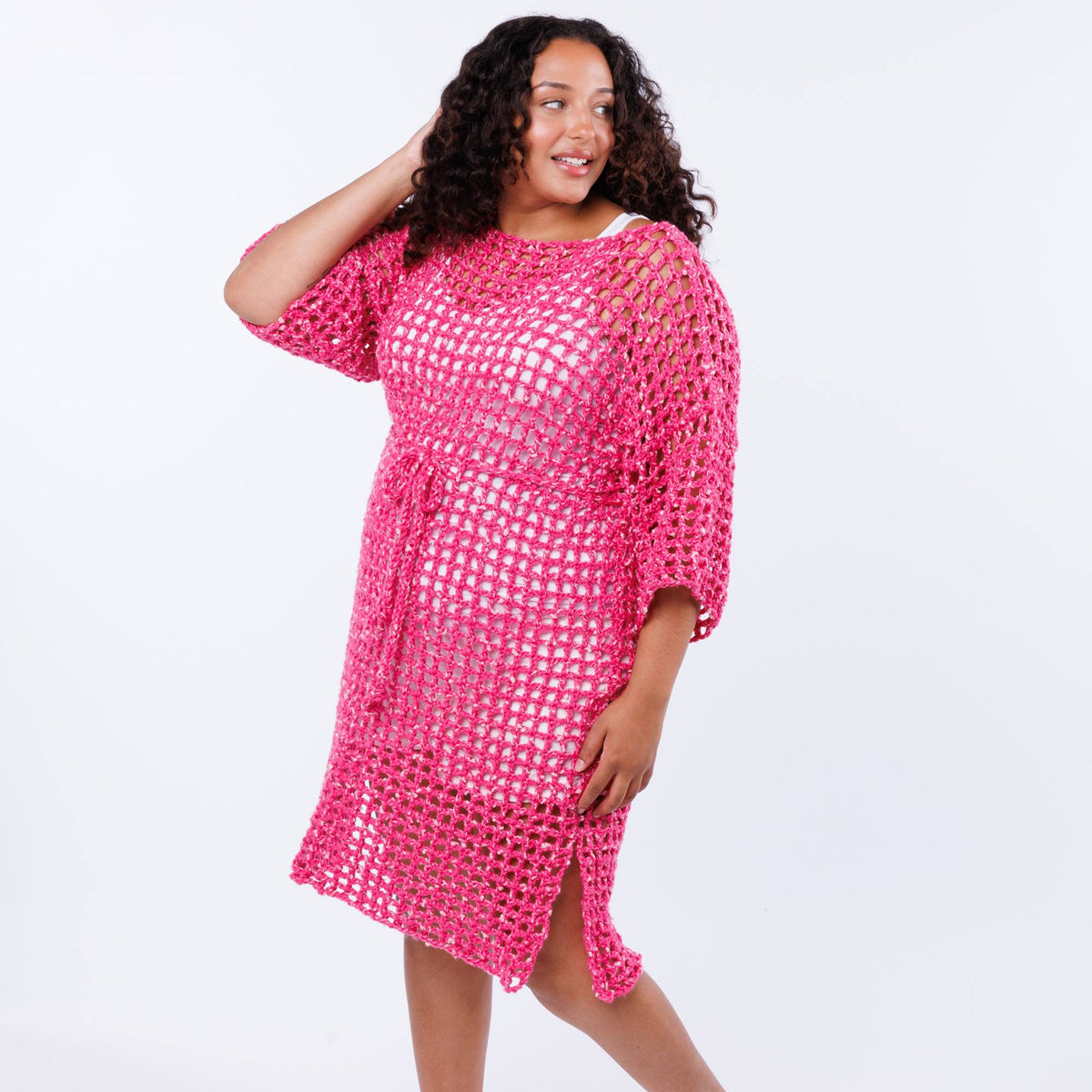 Crochet Mesh Cover Up made using Caron yarn