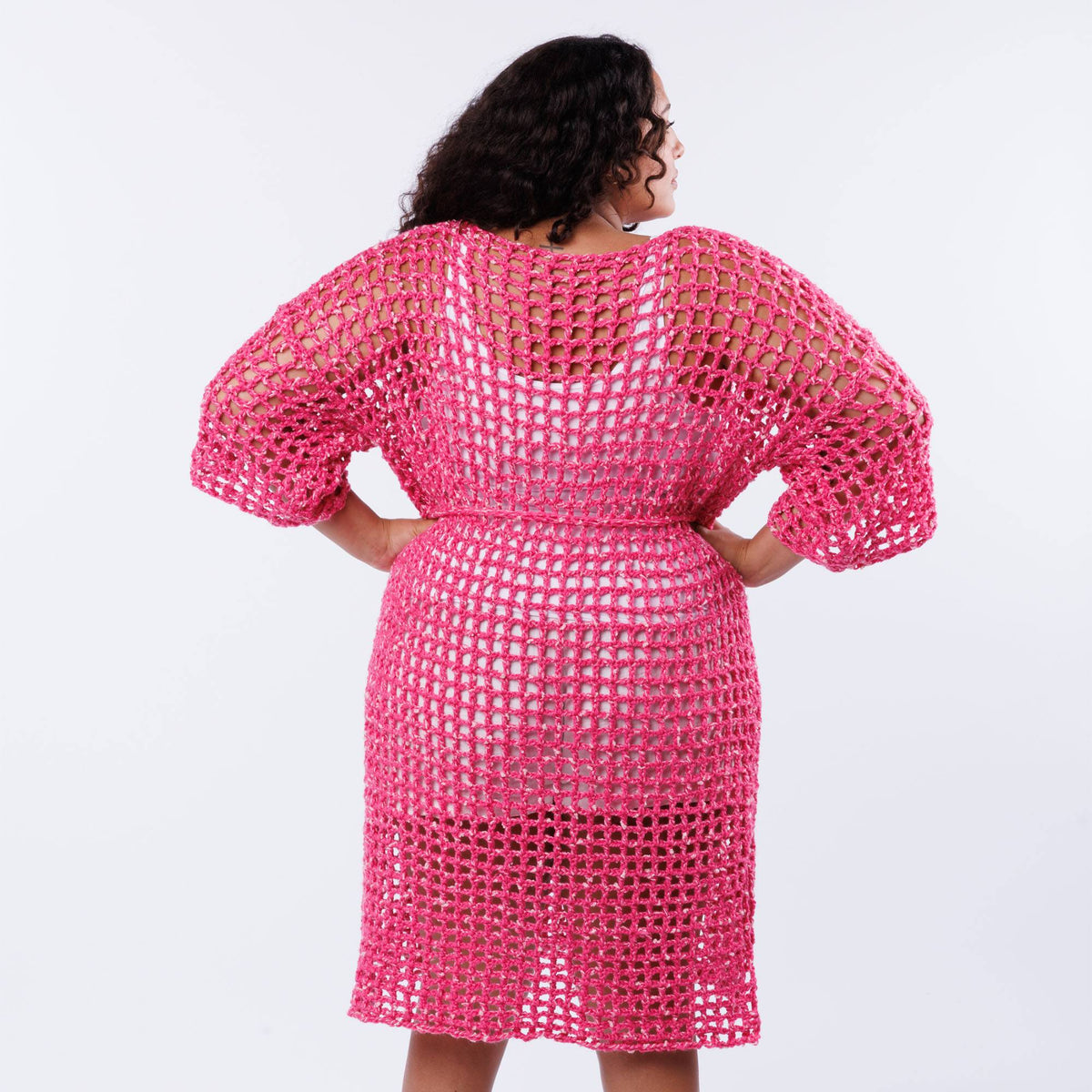 Crochet Mesh Cover Up made using Caron yarn