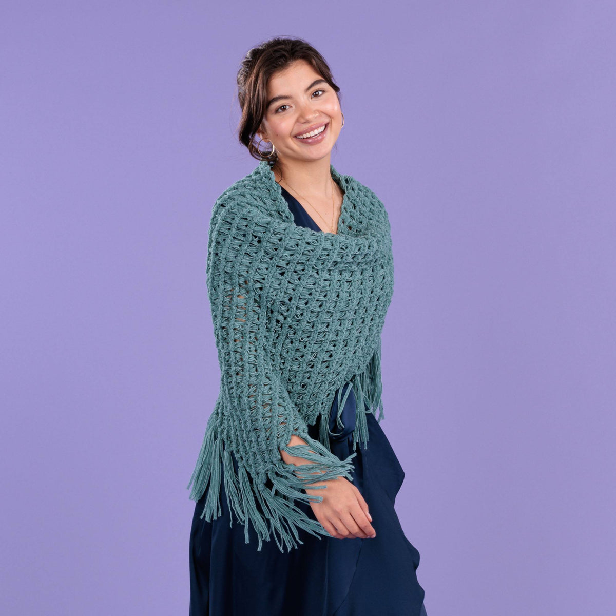 Crochet Broomstick Lace Shawl made using Caron yarn