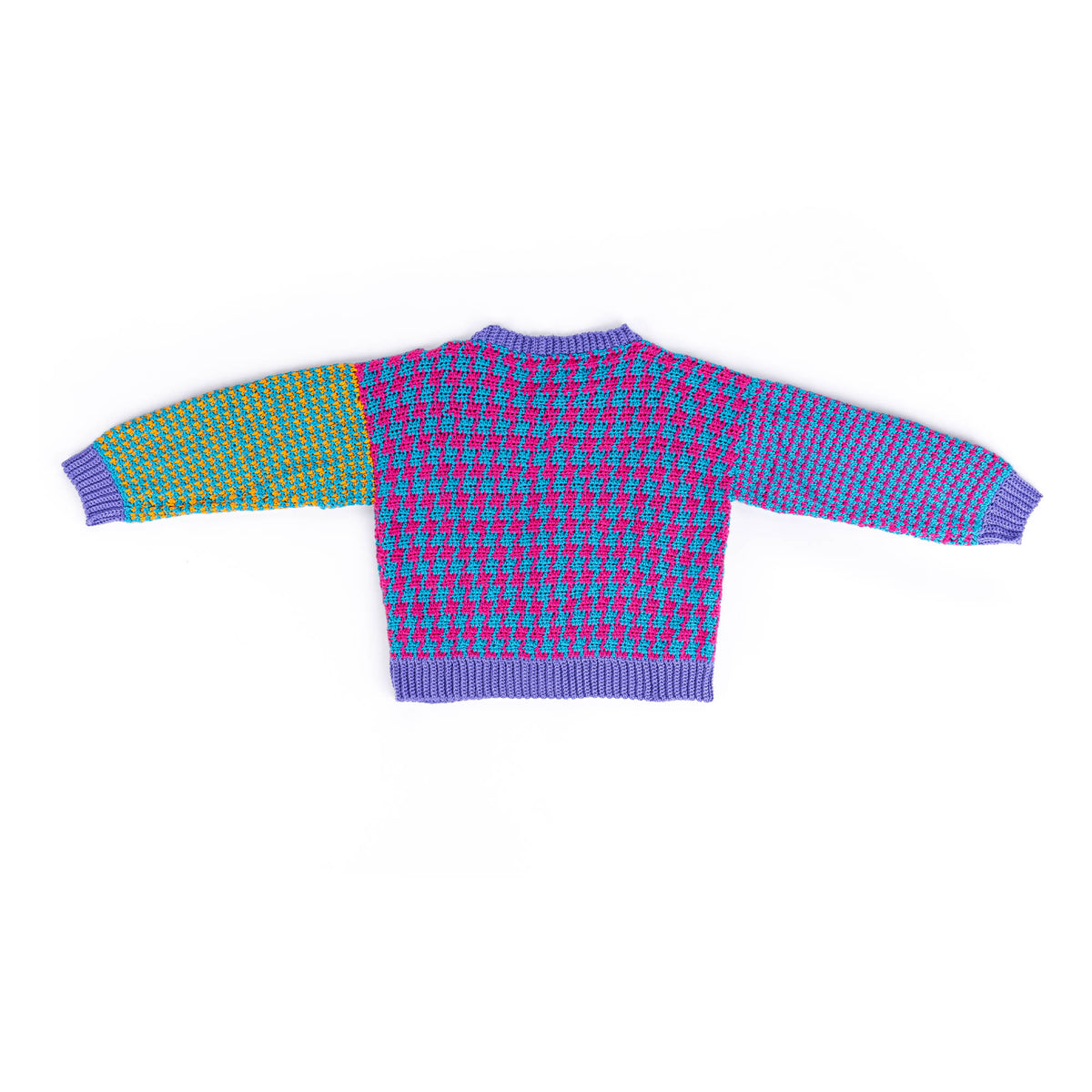 Mixed Houndstooth Crochet Cardigan made using Caron yarn