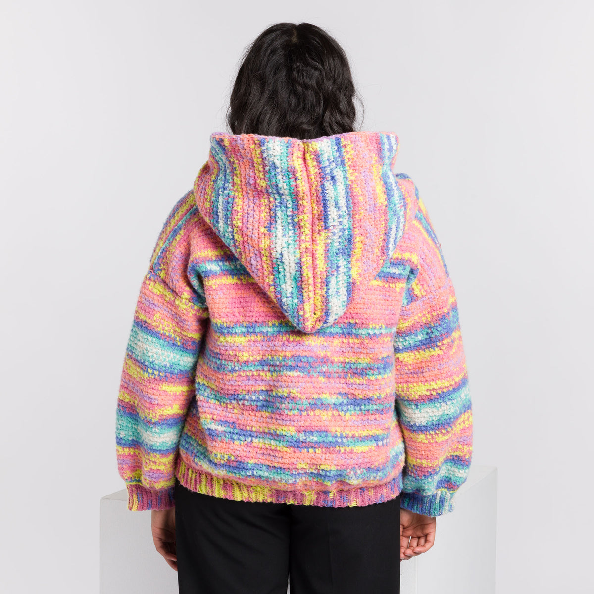 Crochet Oversized Zip Front Hoodie made using Caron yarn