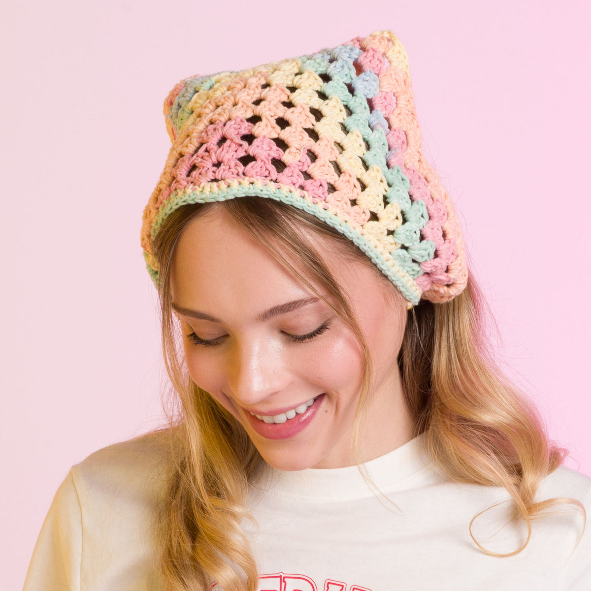 Crochet Cutie Kerchief made using Caron yarn
