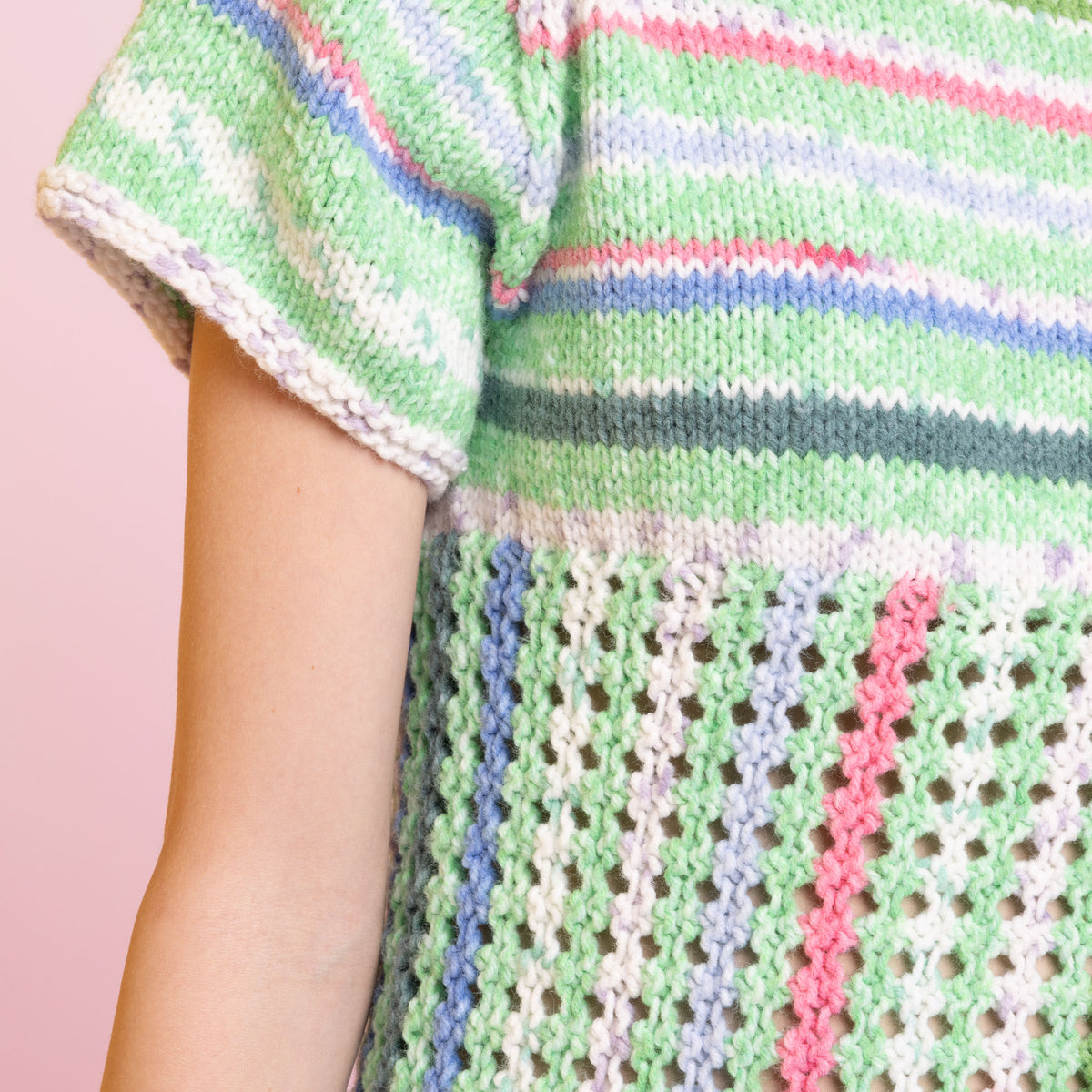 Sweetie Knit Babydoll Dress made using Caron yarn