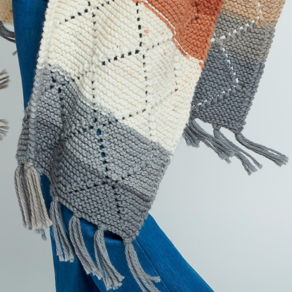 Knit Diamond Ruana made using Caron yarn