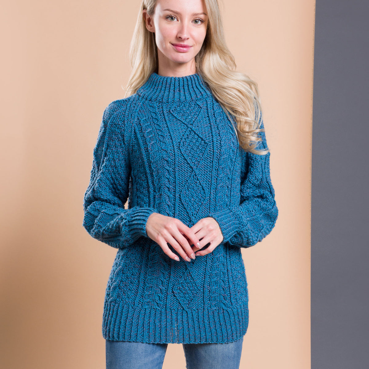 Country Cables Knit Pullover made using Caron yarn