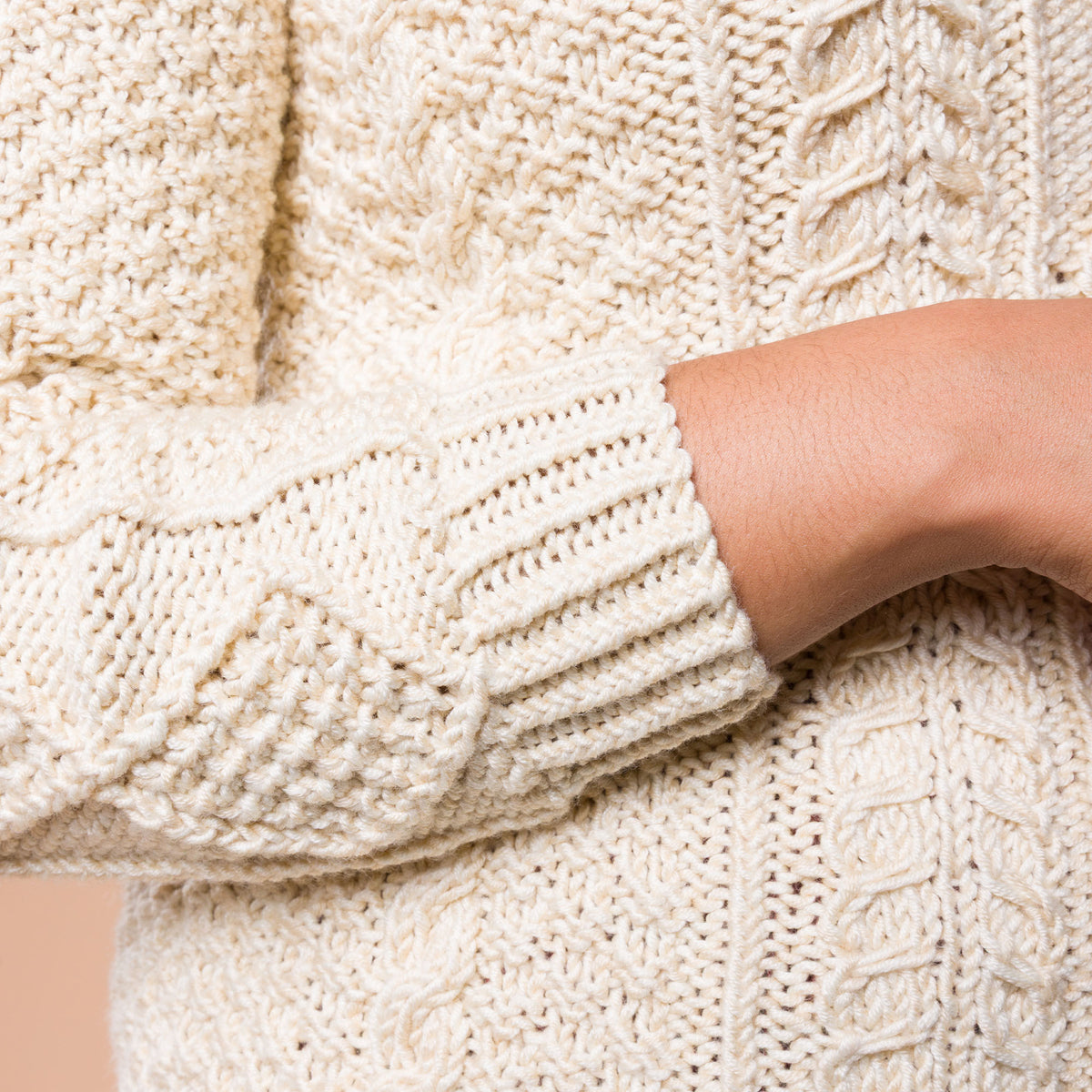 Country Cables Knit Pullover made using Caron yarn