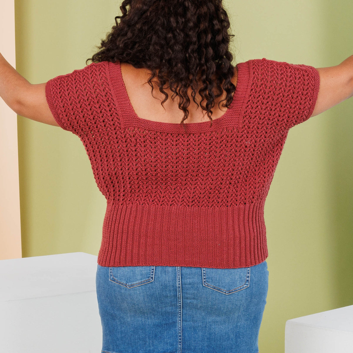 Layering Lace Knit Top made using Caron yarn