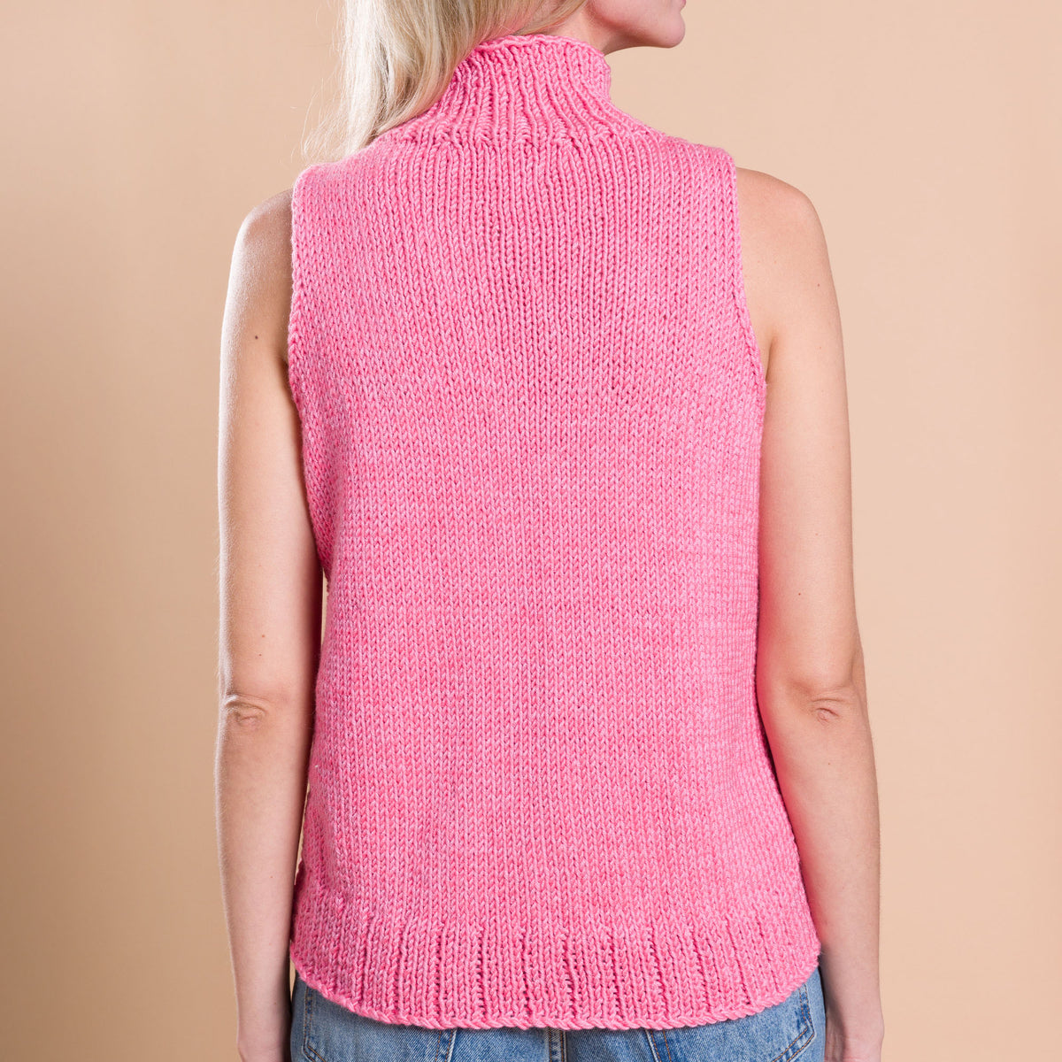 Neck High Knit Vest made using Caron yarn