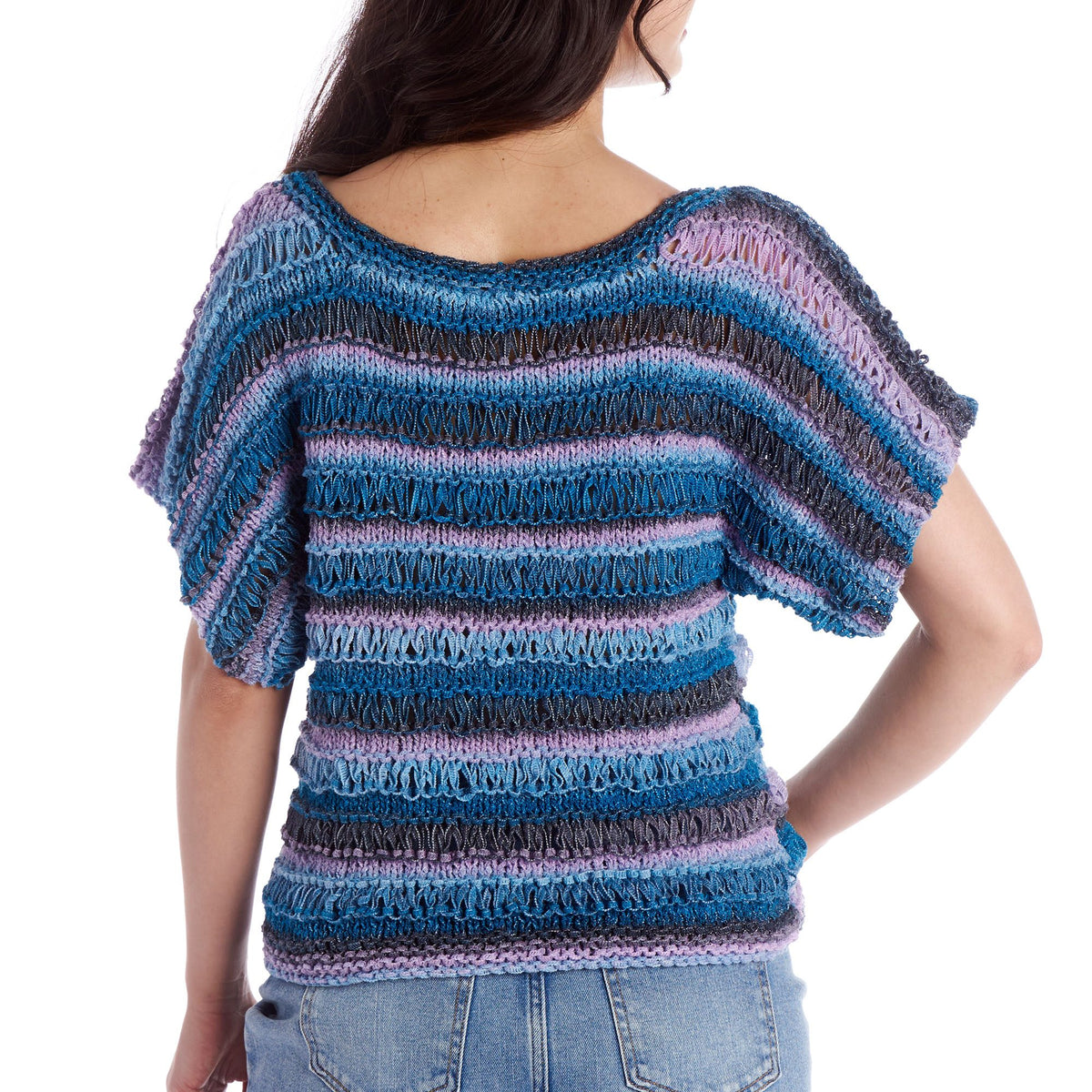 Knit Drop Stitch Tee made using Caron yarn
