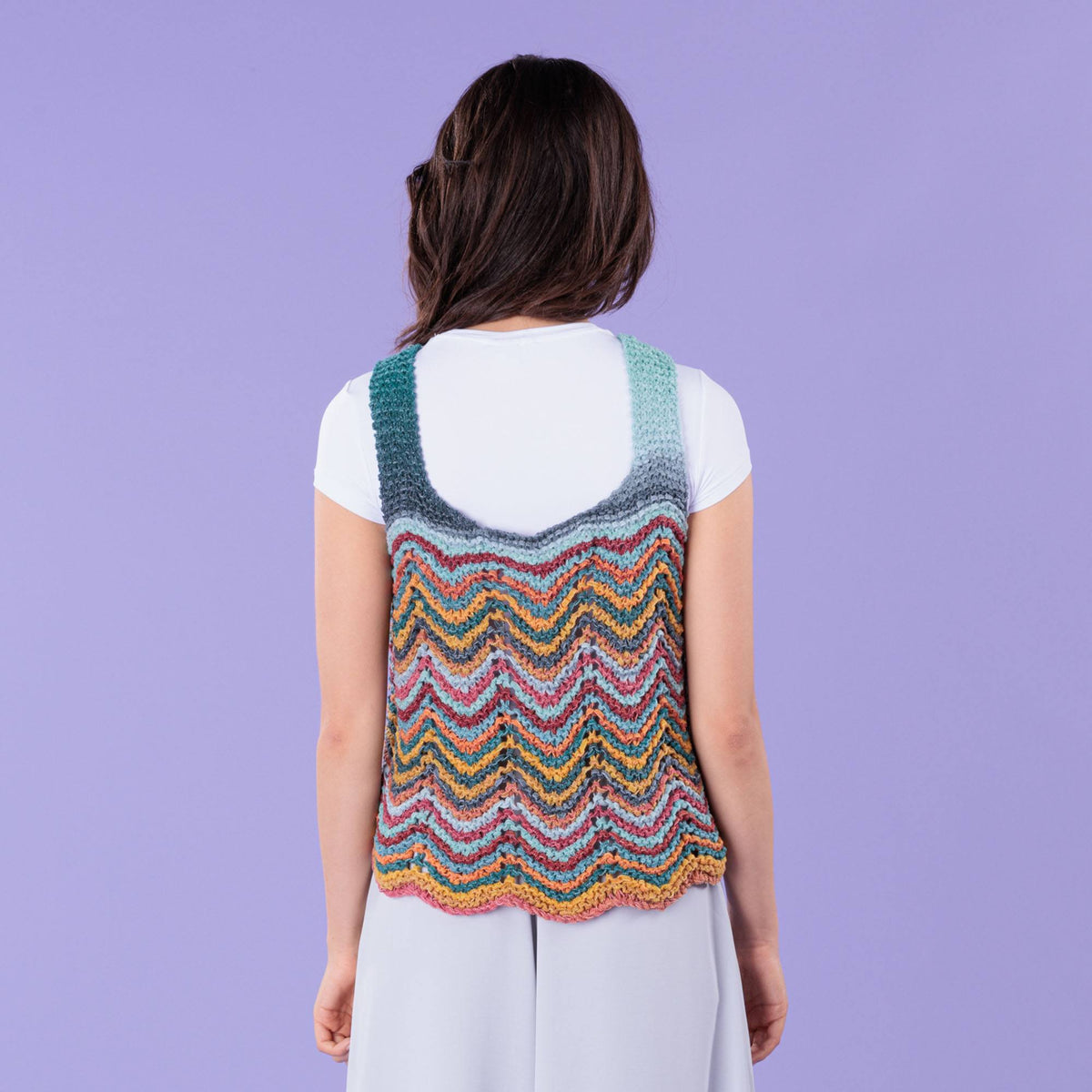 Knit Chevron Tank made using Caron yarn