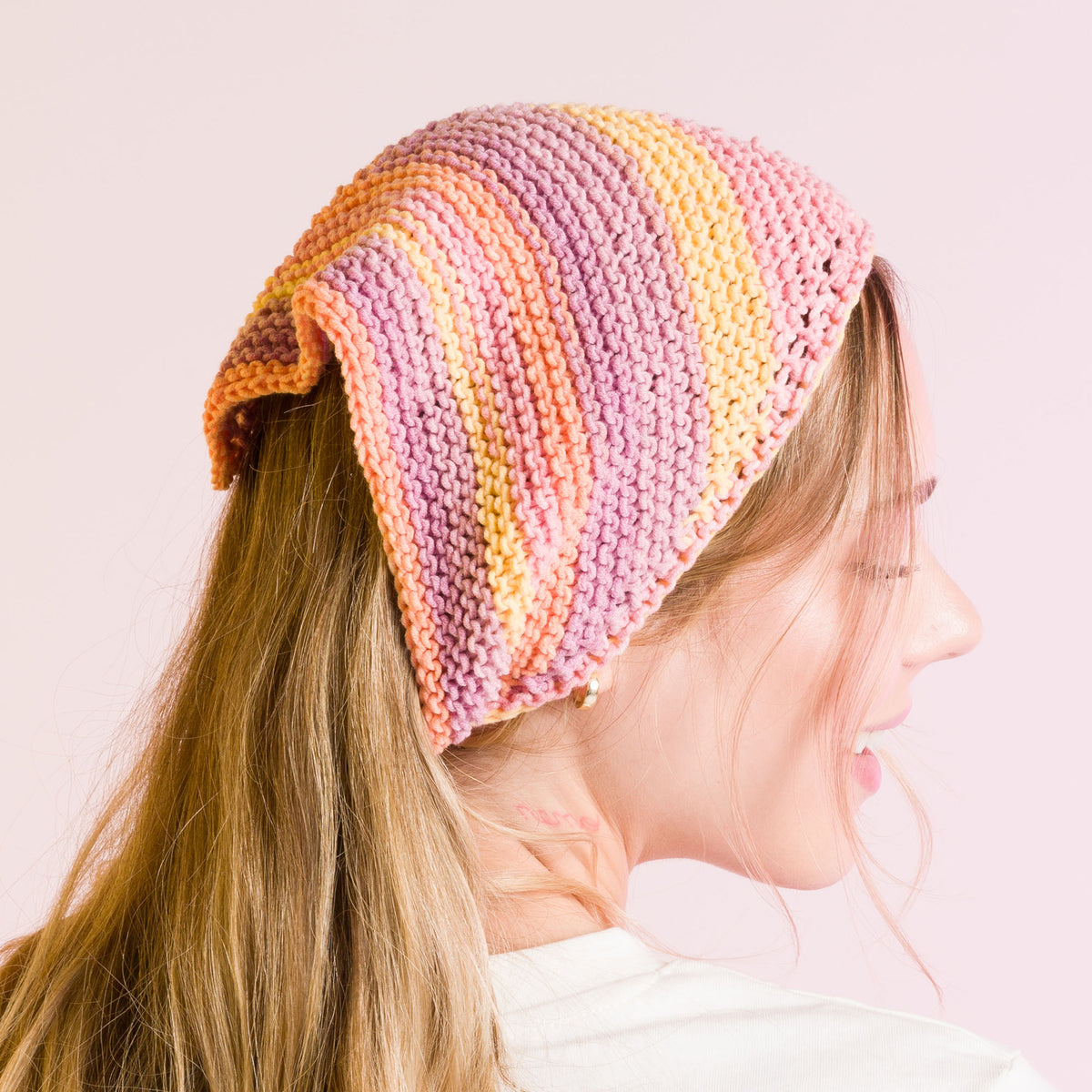 Knit Cutie Kerchief made using Caron yarn
