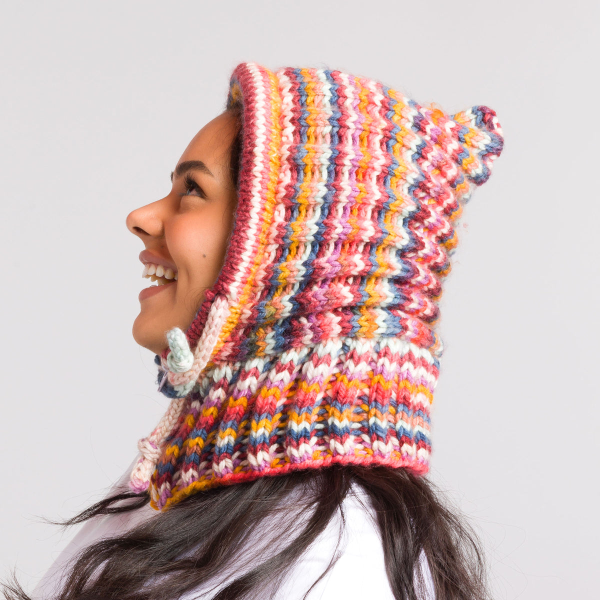 Double Brioche Stitch Knit Hood made using Caron yarn