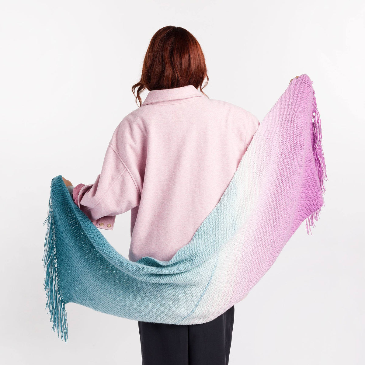 Super Cozy Knit Wrap made using Caron yarn