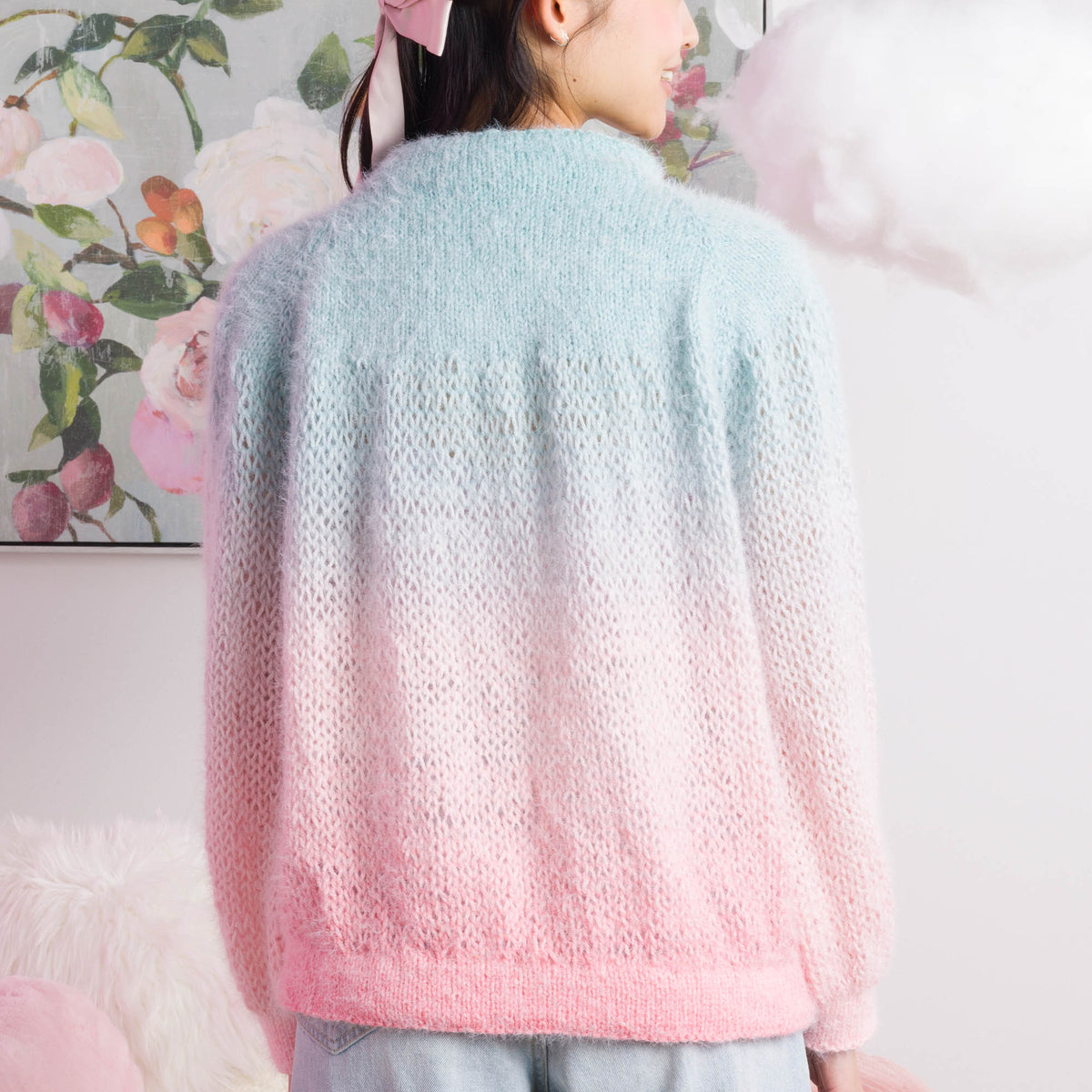 Pastel Bubble Knit Pullover made using Caron yarn