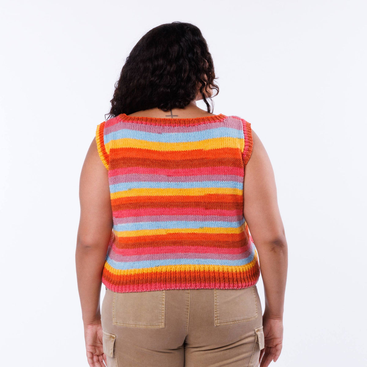 Knit Striped Right Vest made using Caron yarn