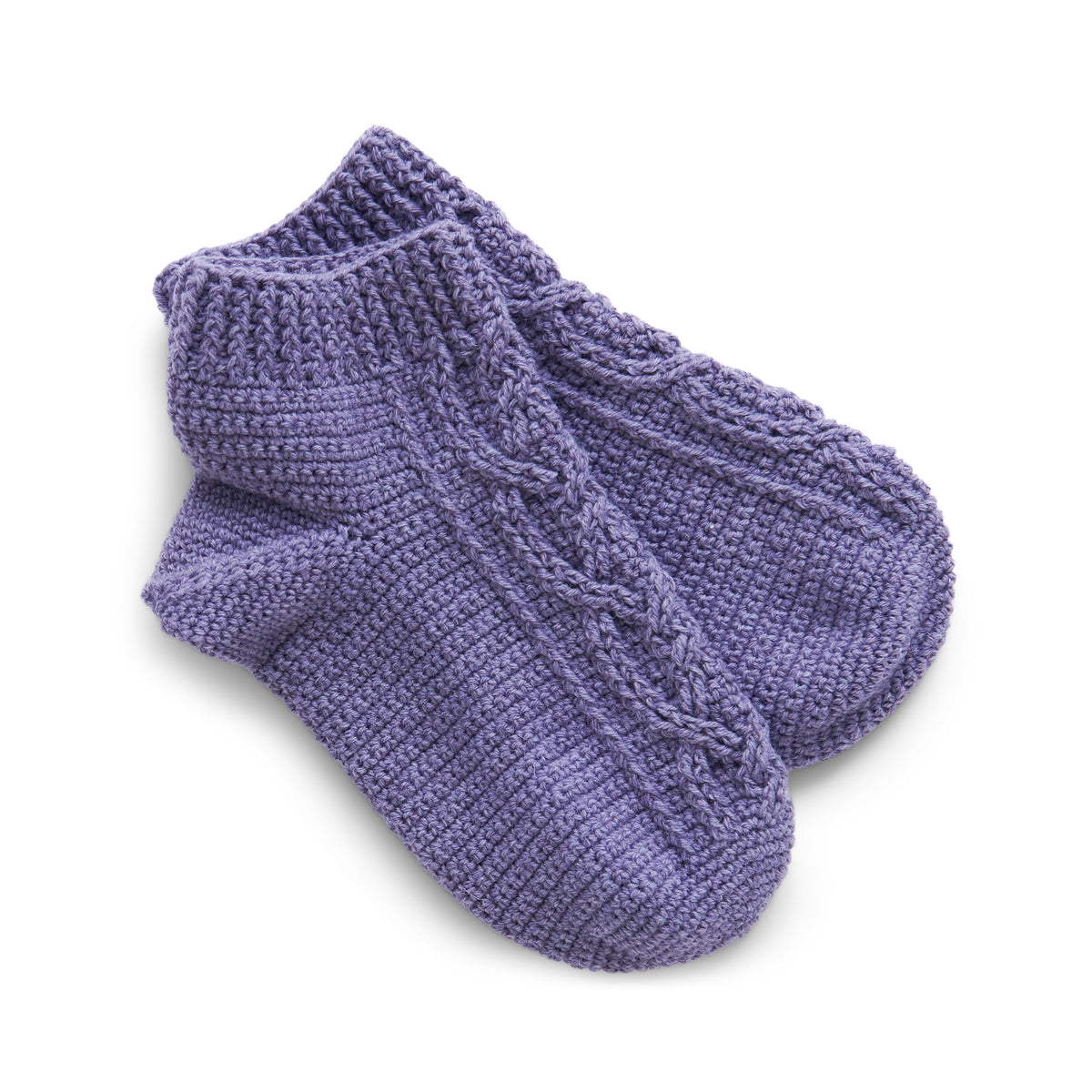 Toe-Up Cabled Crochet Socks made using Patons yarn