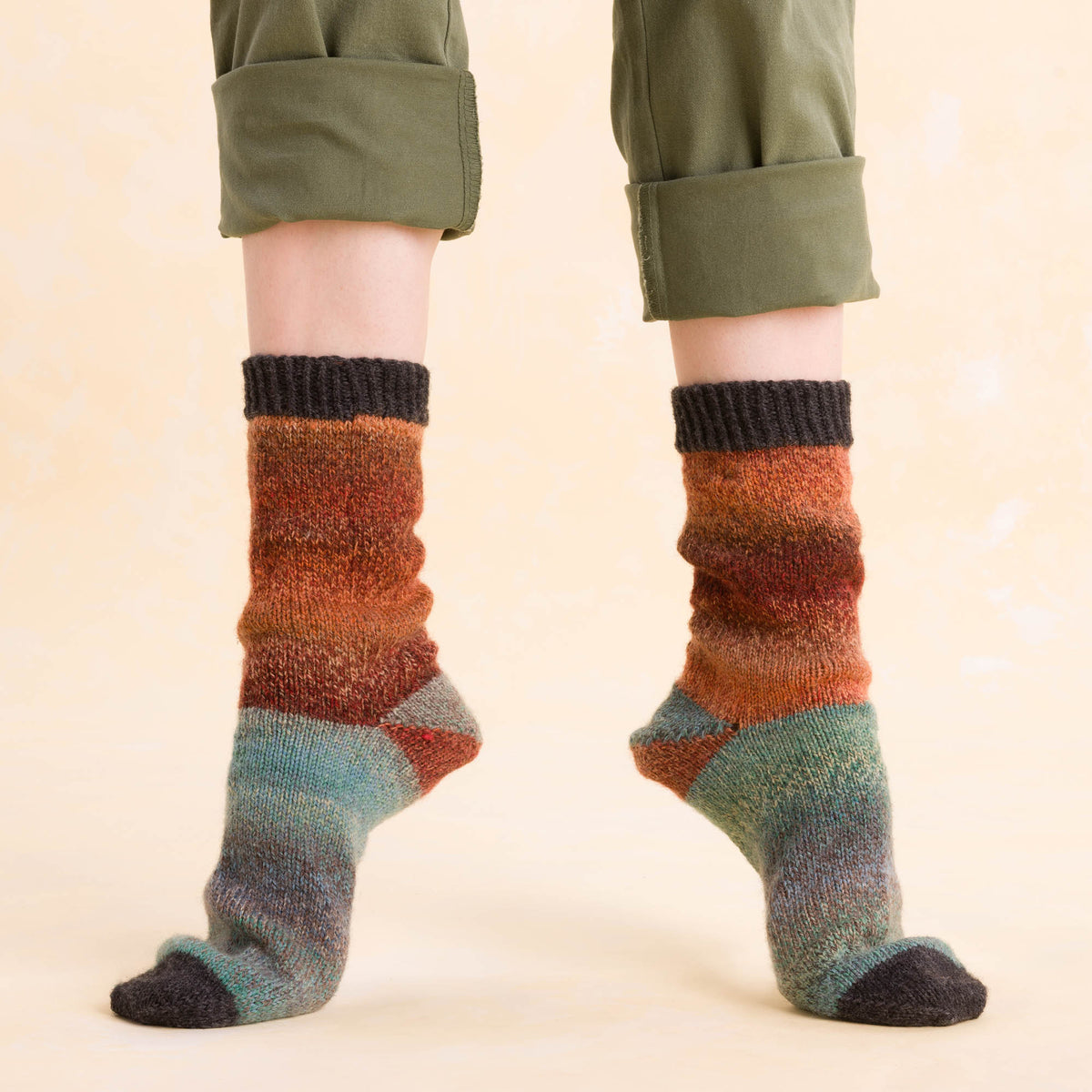 Sock-A-Block Knit Socks made using Patons yarn