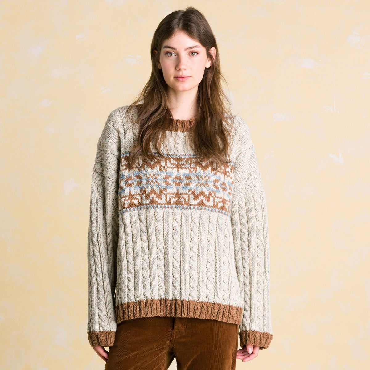 Nordic Cabled Knit Pullover made using Patons yarn
