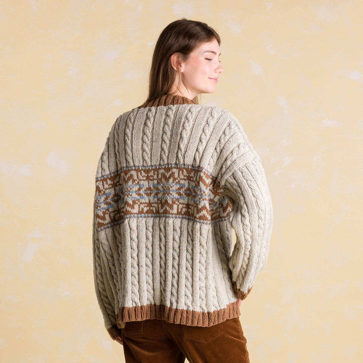 Nordic Cabled Knit Pullover made using Patons yarn