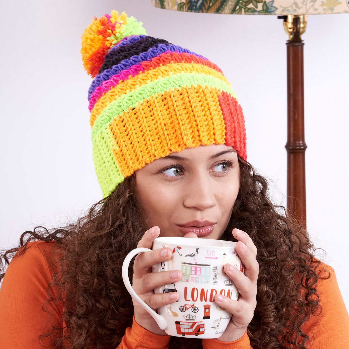 Crochet Hat made in Red Heart Super Saver Stripes Yarn