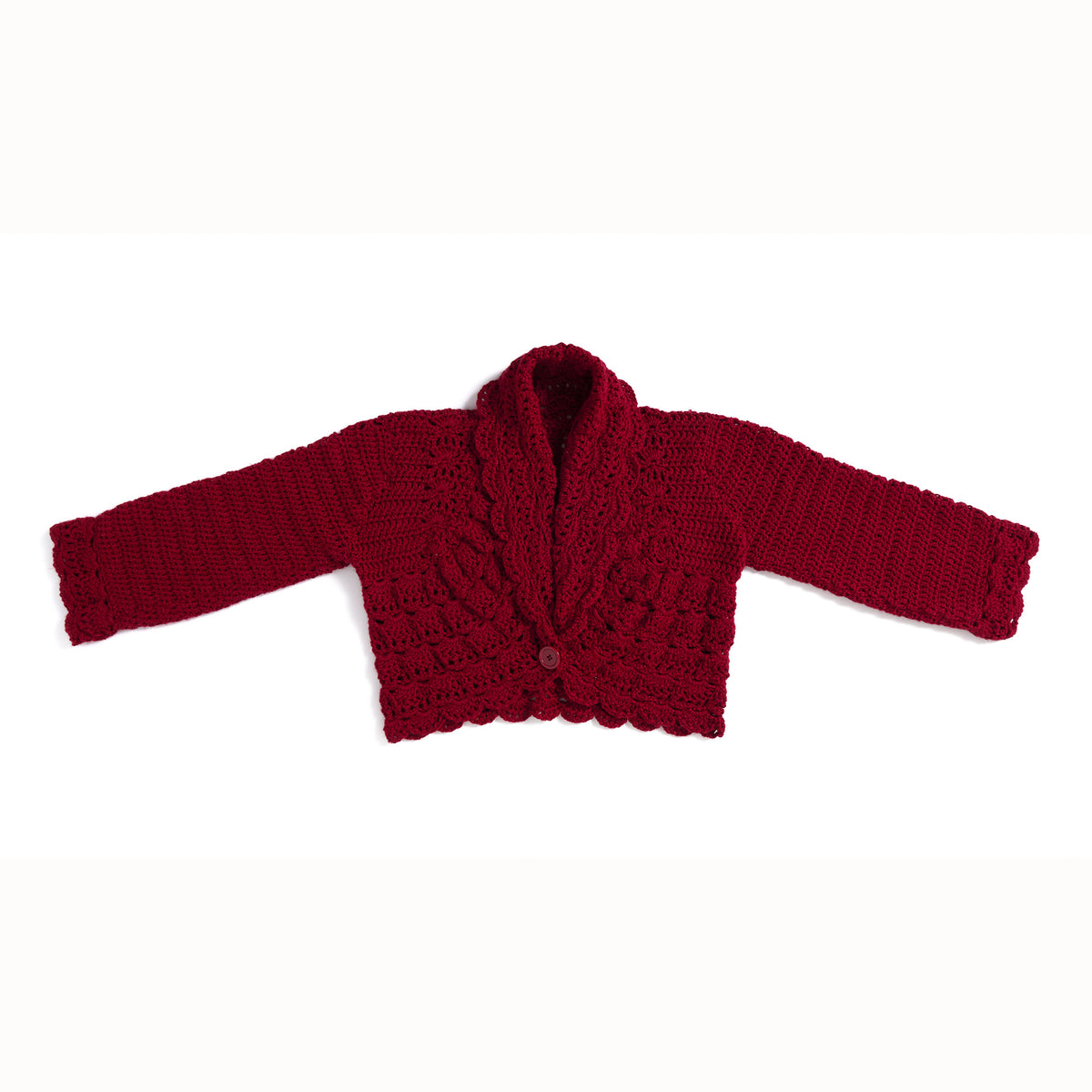 Lace Trim Crochet Cardigan made using Red Heart yarn