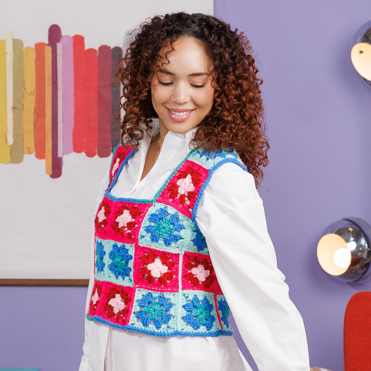 Crochet Prep In Your Step Vest made using Red Heart yarn