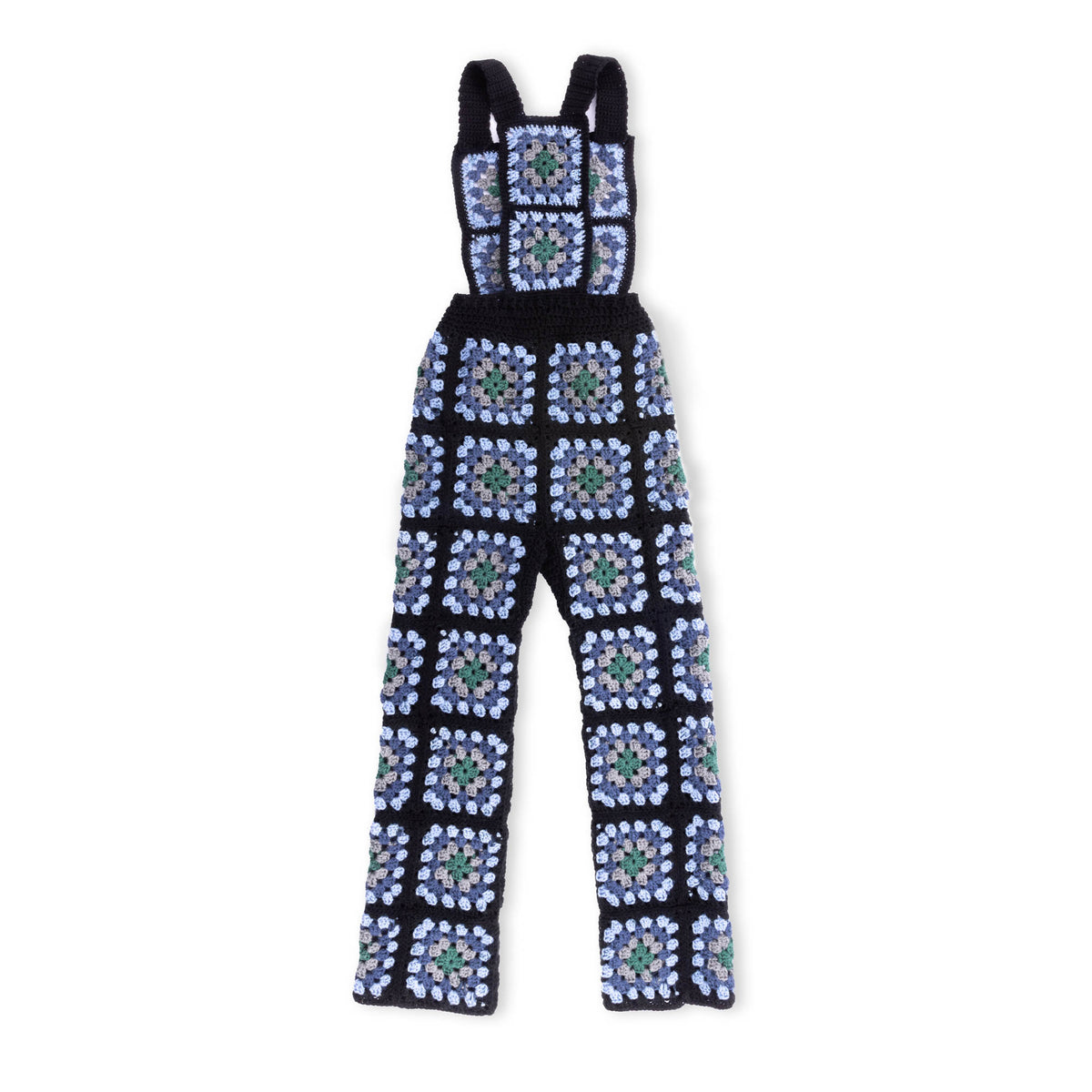 Crochet Granny Square Overalls made using Red Heart yarn