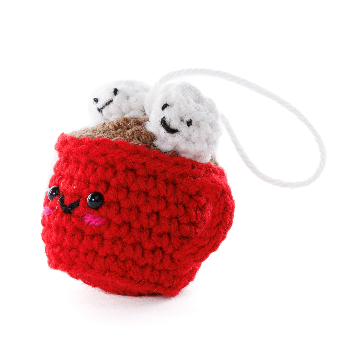 Crochet Cozy Cocoa Amigurumi made using Red Heart yarn