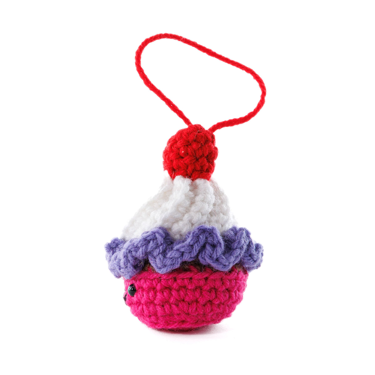 Crochet Cutie Cupcake Amigurumi made using Red Heart yarn