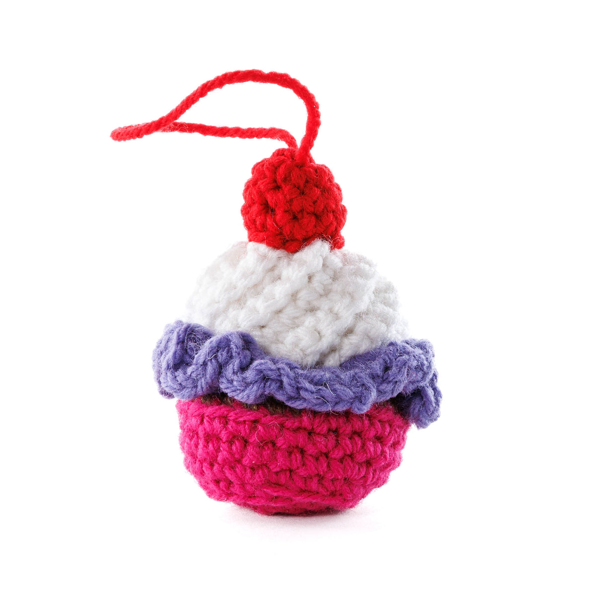 Crochet Cutie Cupcake Amigurumi made using Red Heart yarn