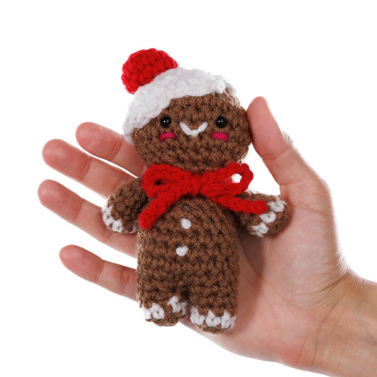 Crochet Gingerfella Amigurumi made using Red Heart yarn