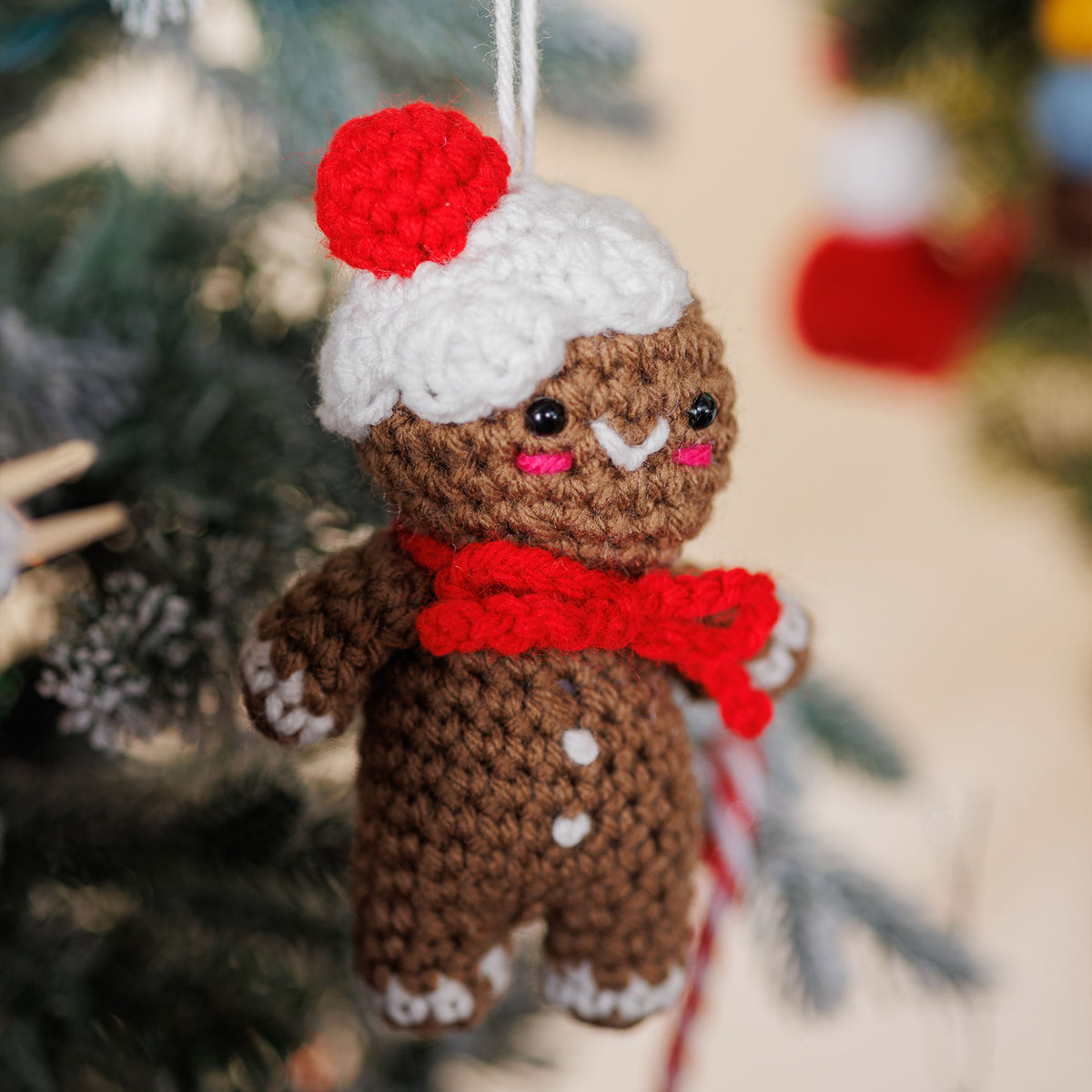Crochet Gingerfella Amigurumi made using Red Heart yarn