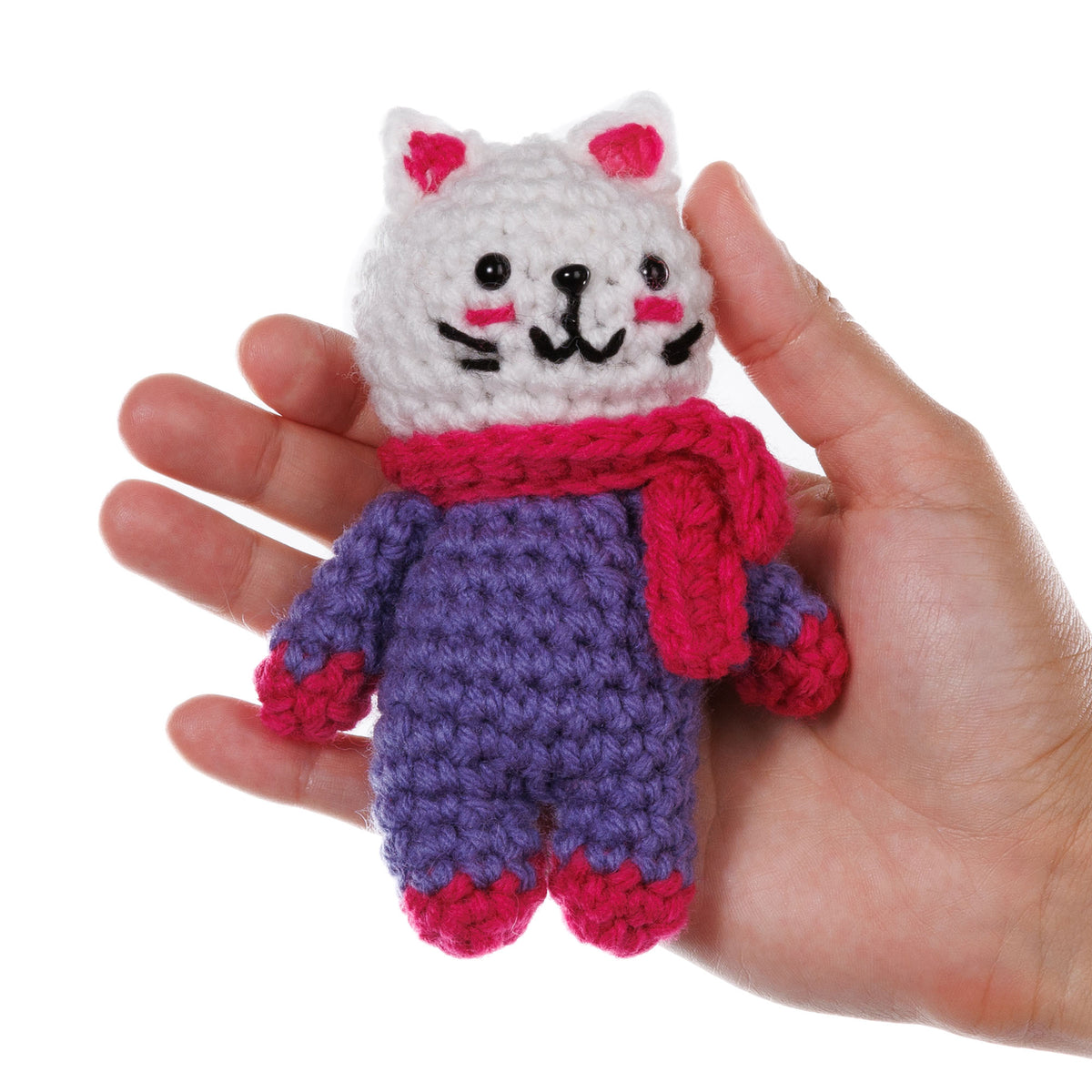 Crochet Katie Cat Amigurumi made using Red Heart yarn