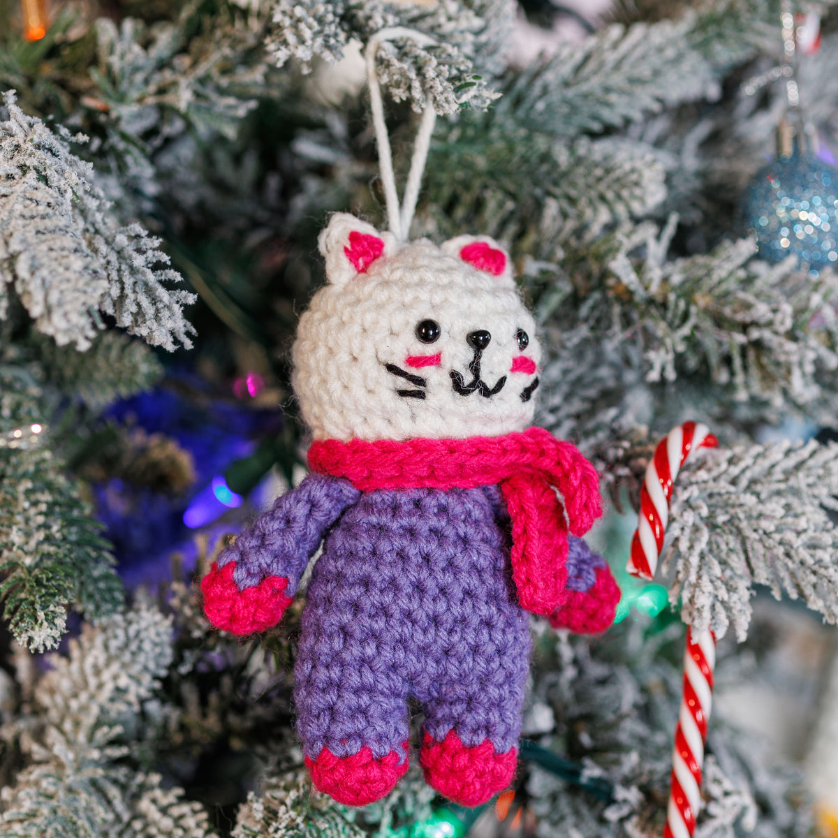 Crochet Katie Cat Amigurumi made using Red Heart yarn